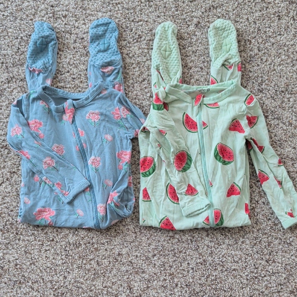 Kyte BABY Blue Floral and Green Watermelon Kids Tops